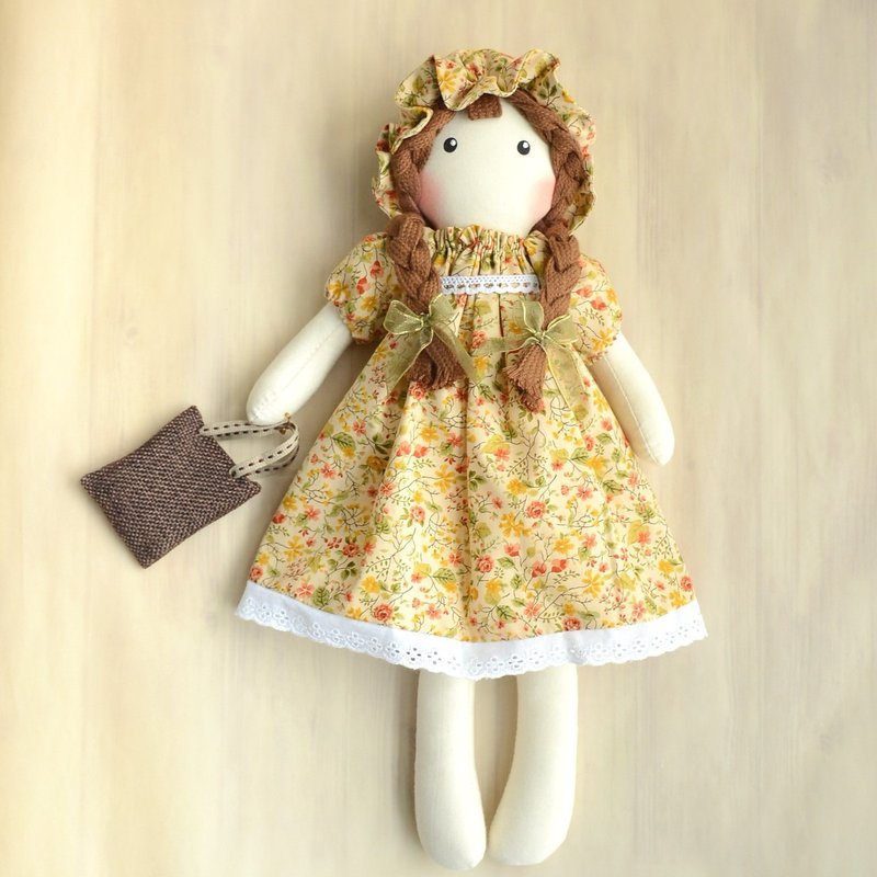 Natural Crazy. Crazy Natural handmade cloth doll, comes with a small bag, Japanese style doll, simple style, - Stuffed Dolls & Figurines - Cotton & Hemp Multicolor