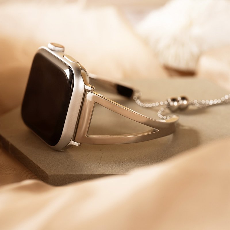 Apple watch-Y-shaped bracelet Stainless Steel apple strap - Watchbands - Stainless Steel Silver