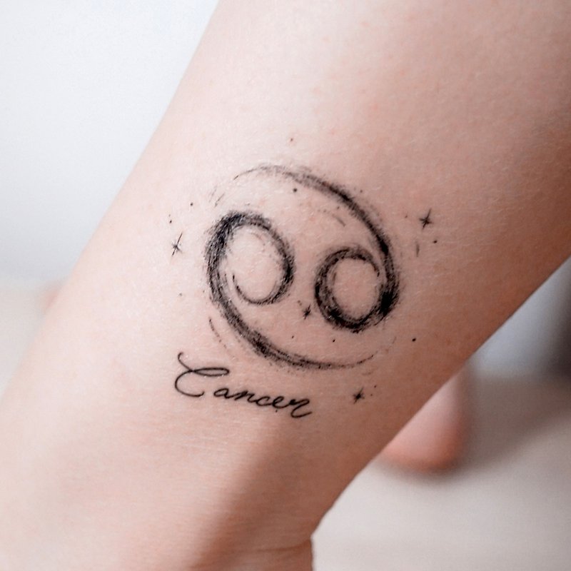 Cancer Horoscope Tattoo Zodiac Sign Symbol Tattoos Temporary Tattoo Stickers - สติ๊กเกอร์แทททู - กระดาษ สีดำ