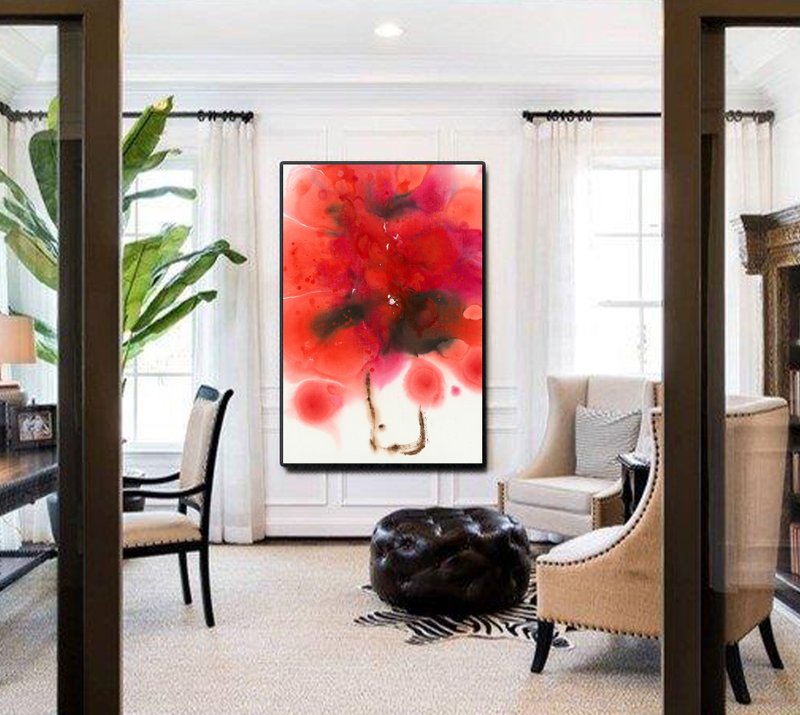 【Limited Edition】Art Canvas Giclee Prints Modern Style Home Decoration - Posters - Other Materials Red