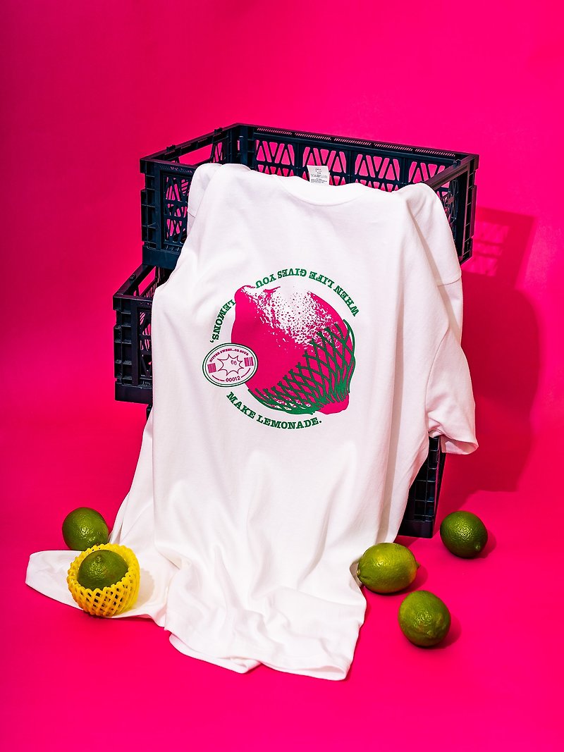 Fruit Tshirt - Lemon - เสื้อยืดผู้หญิง - ผ้าฝ้าย/ผ้าลินิน ขาว