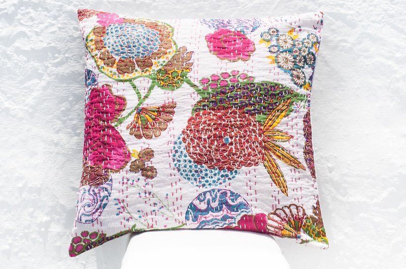 Flower embroidered hug pillowcase, cotton hug pillowcase, ethnic style hug pillowcase-French style romantic flower forest - Pillows & Cushions - Cotton & Hemp Multicolor