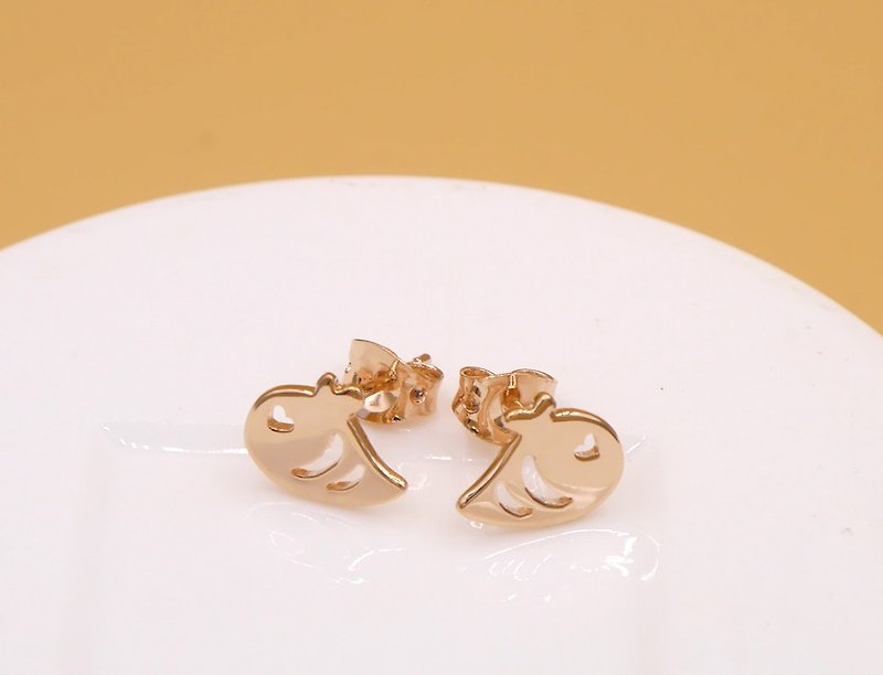 Handmade Little Bee Earring - Pink gold plated on brass ,Little Me by CASO - 耳環/耳夾 - 其他金屬 粉紅色