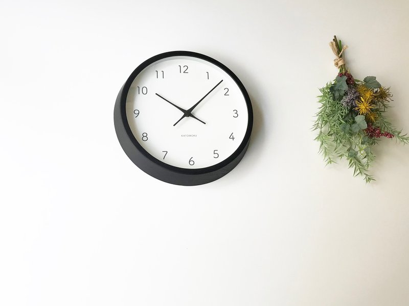 KATOMOKU muku clock 7 white ash black (km-60BK) wall clock  made in japan - Clocks - Wood Black