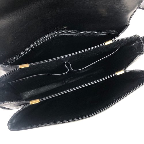 CELINE Triomphe Leather Shoulder bag Black Vintage 37az8j – VintageShop solo
