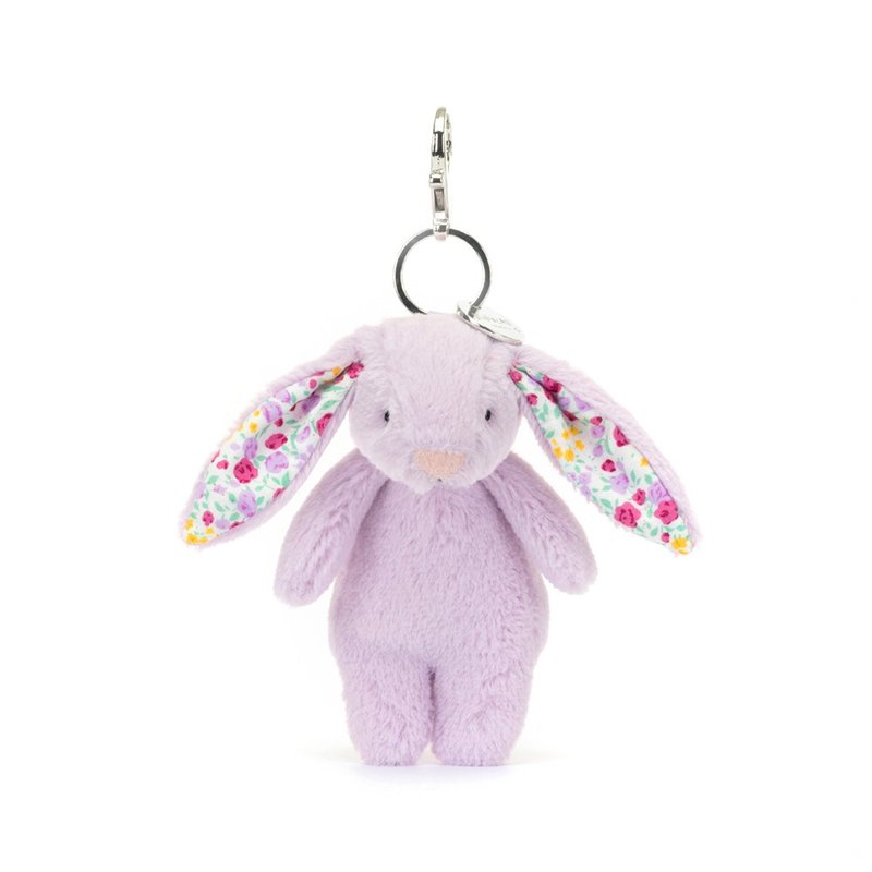 Blossom Jasmine Bunny Bag Charm 紫茉莉碎花兔吊飾 鑰匙圈 - 吊飾/掛飾 - 聚酯纖維 紫色