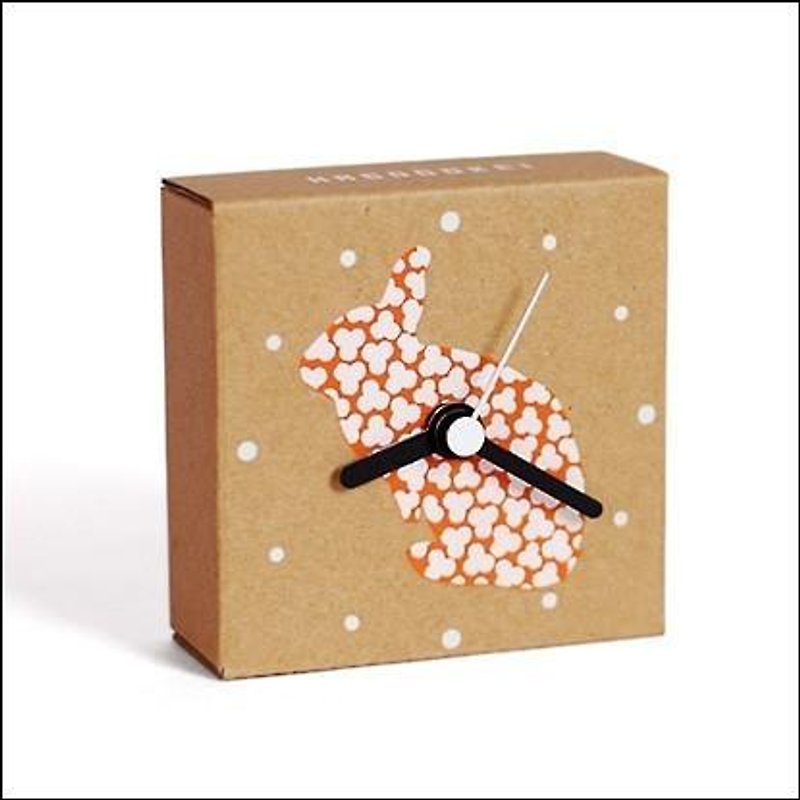 HACODOKEI/Rabbit/Orange - Clocks - Paper Brown