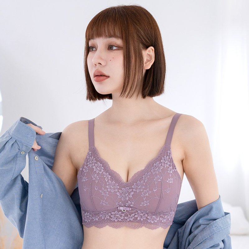 Pink Lady 無鋼圈 BC罩杯 晨光戀語 透氣孔薄襯 集中包覆內衣 - 女內衣褲 - 其他人造纖維 紫色