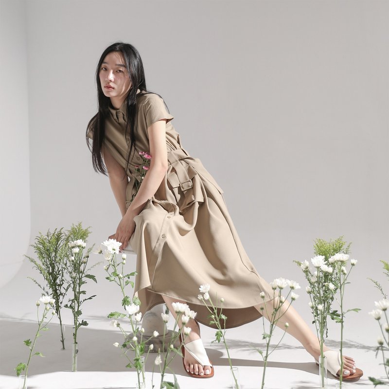 Adventurer_Adventurer style shirt Khaki - One Piece Dresses - Polyester Khaki