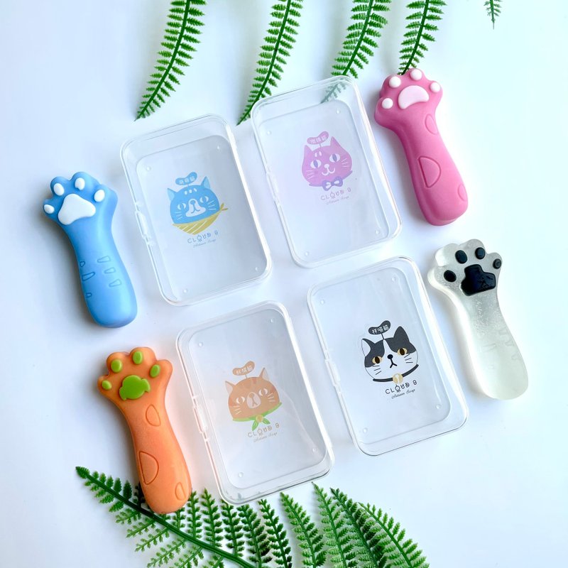 Cat Paw Stick Shape Soap - Portable Soap Box Set I to Heal Your Washing Time - Travel Kits & Cases - Plants & Flowers Multicolor