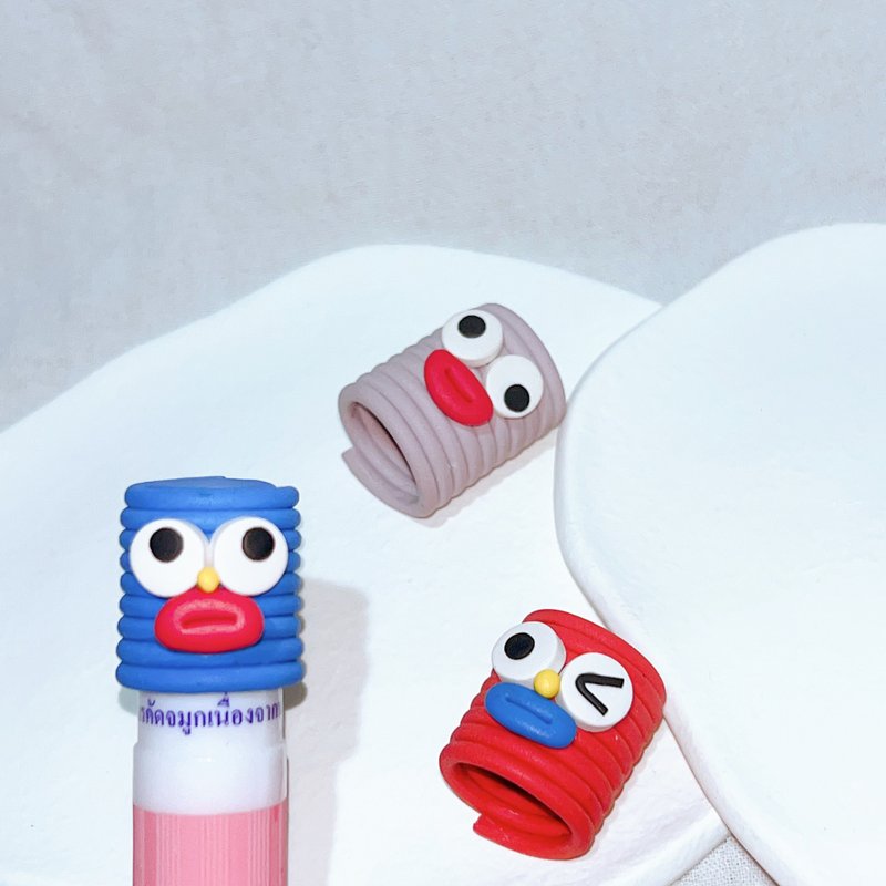 Blue|Purple|Polymer clay|Mummy monster|Pendant|Peppermint stick|Cooling stick|Nasal aspirator - พวงกุญแจ - ดินเผา สีน้ำเงิน