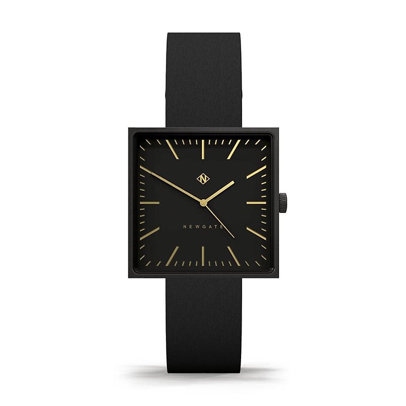 THE CUBELINE - BLACK SQUARE LEATHER STRAP WATCH - Men's & Unisex Watches - Other Materials Black
