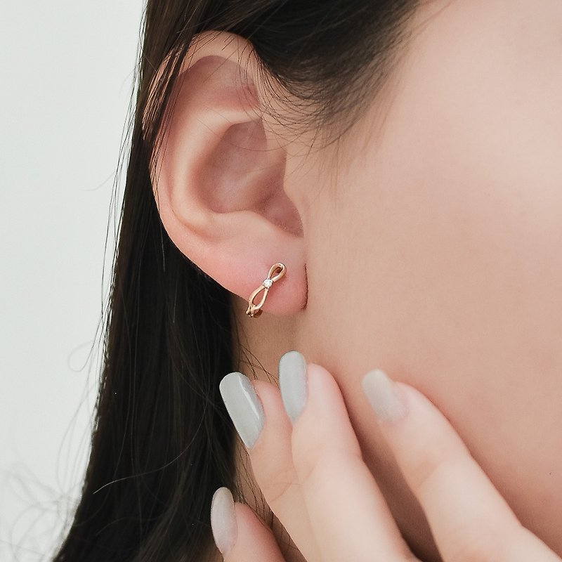 Natural diamond earrings-romantic girl/14K gold - Earrings & Clip-ons - Diamond 