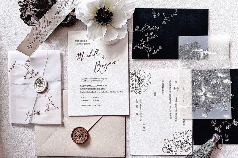 WEDDING INVITATION CARD -VICTORIA HONG KONG COLLECTION ( MIN 50) - Wedding Invitations - Paper White