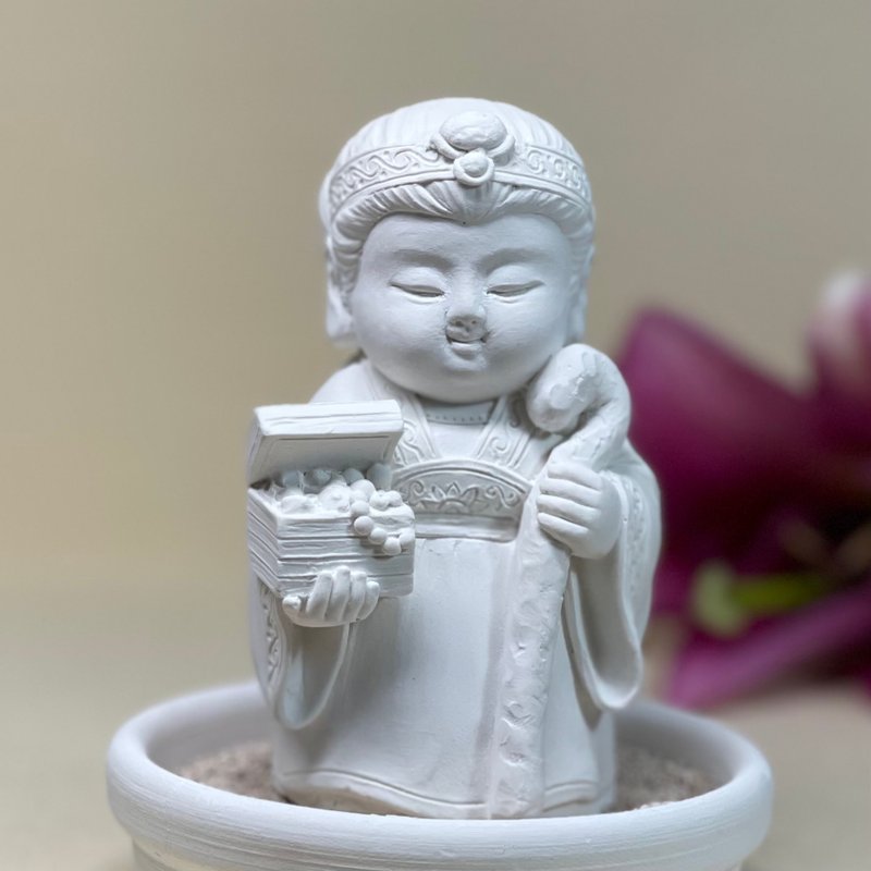 神明公仔 招財納福土地婆婆 小盤套組 招財 佛 - 香氛/精油/擴香 - 其他材質 白色