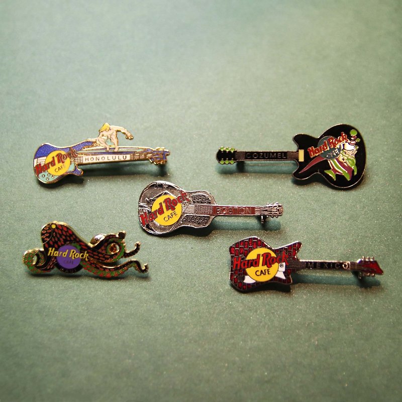 Tsubasa.Y vintage house Hard Rock guitar pin (with five models), badge pin brooch - เข็มกลัด/พิน - โลหะ 
