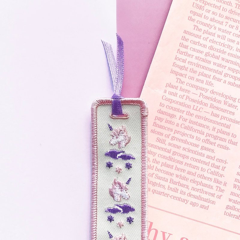 Unicorn KUZA Unicorn KUZA_Embroidered Bookmark-Baby Pink - ที่คั่นหนังสือ - งานปัก สึชมพู