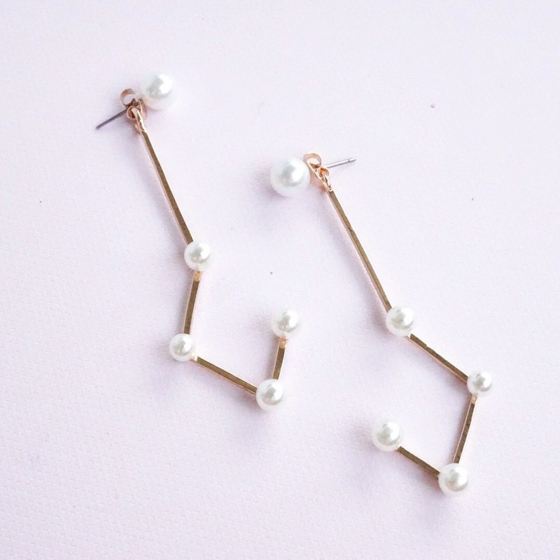 constellation earring - 耳環/耳夾/耳骨夾 - 寶石 粉紅色