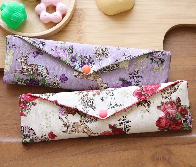Wen Qingfeng environmentally friendly chopsticks bag girlfriend limited ~ a kind of lovesick storage bag hand-made meal bag. Exchange gift - กล่องเก็บของ - ผ้าฝ้าย/ผ้าลินิน ขาว