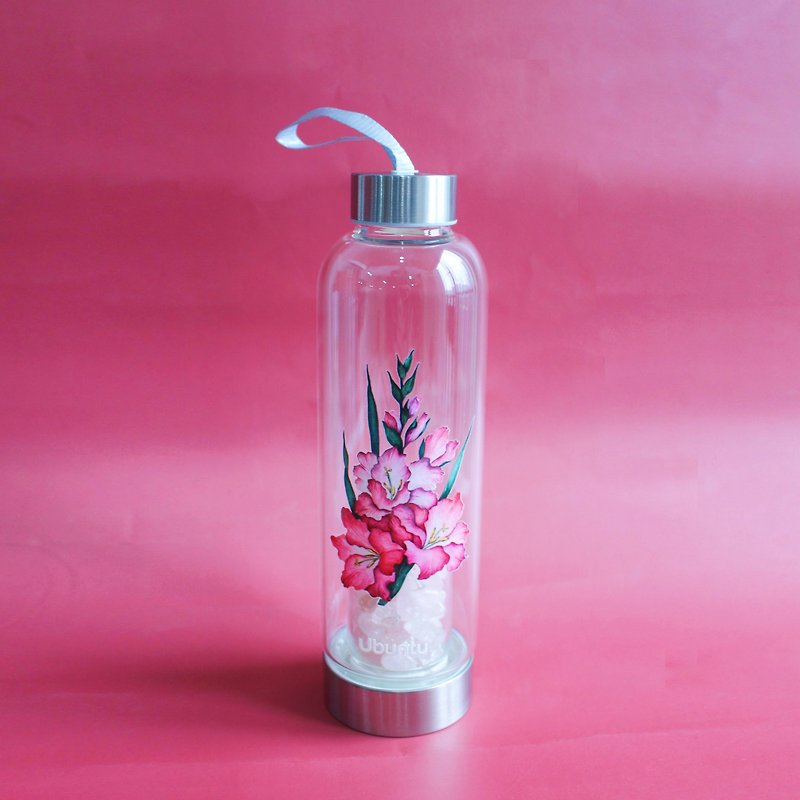 UBUNTU 水晶水瓶 | 幸運之花 | 粉色劍蘭 | 讓水回到 最原始的狀 - 水壺/水瓶 - 玻璃 粉紅色