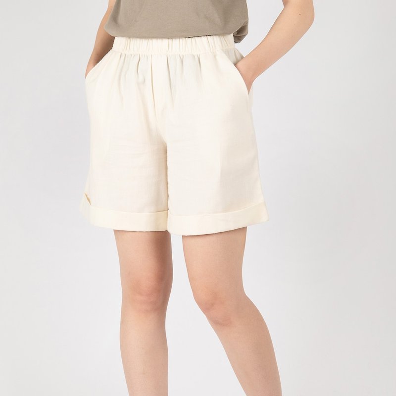 Women's casual trousers - off-white - Women's Shorts - Cotton & Hemp White