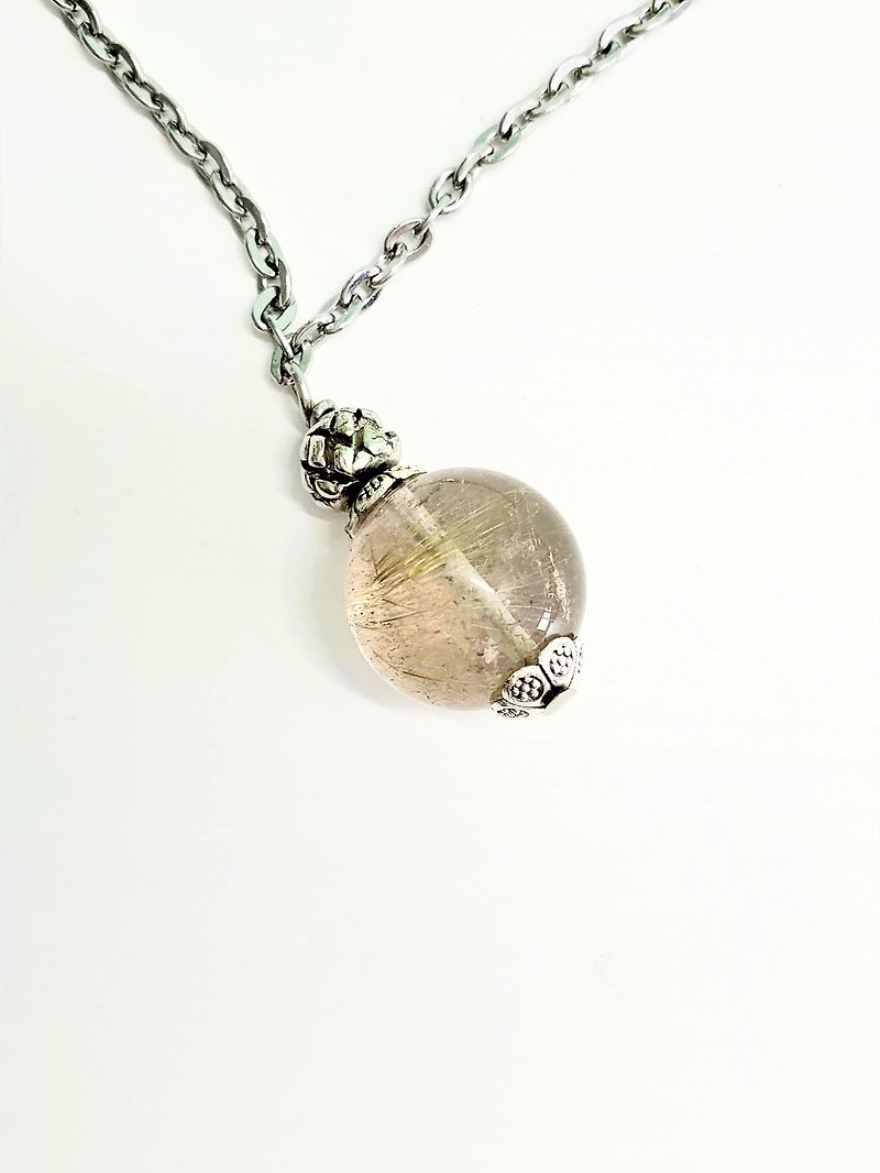 Natural rutile quartz pendant necklace (with certificate) - Necklaces - Gemstone 
