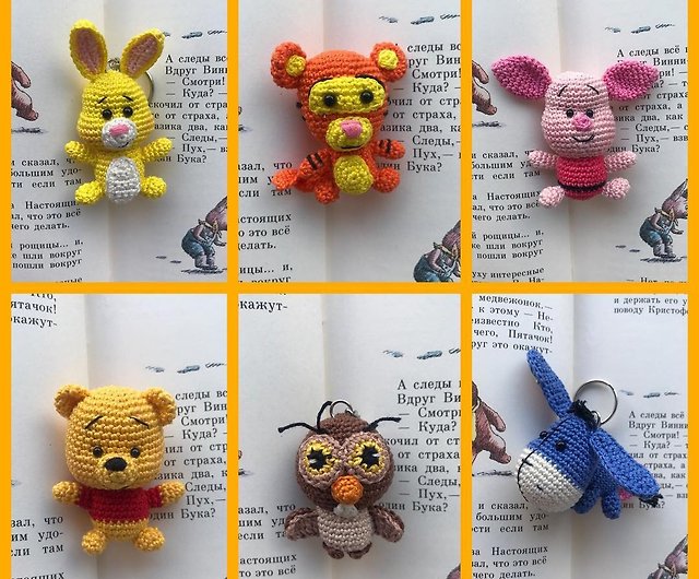 Crochet keychain rabbit, crochet owl, cute bag charm, cute car