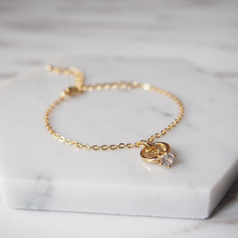 Valentine's Day Gifts, Mini Rings, Customized, English Letters, Gold Plated Chain Bracelet - สร้อยข้อมือ - โลหะ สีทอง