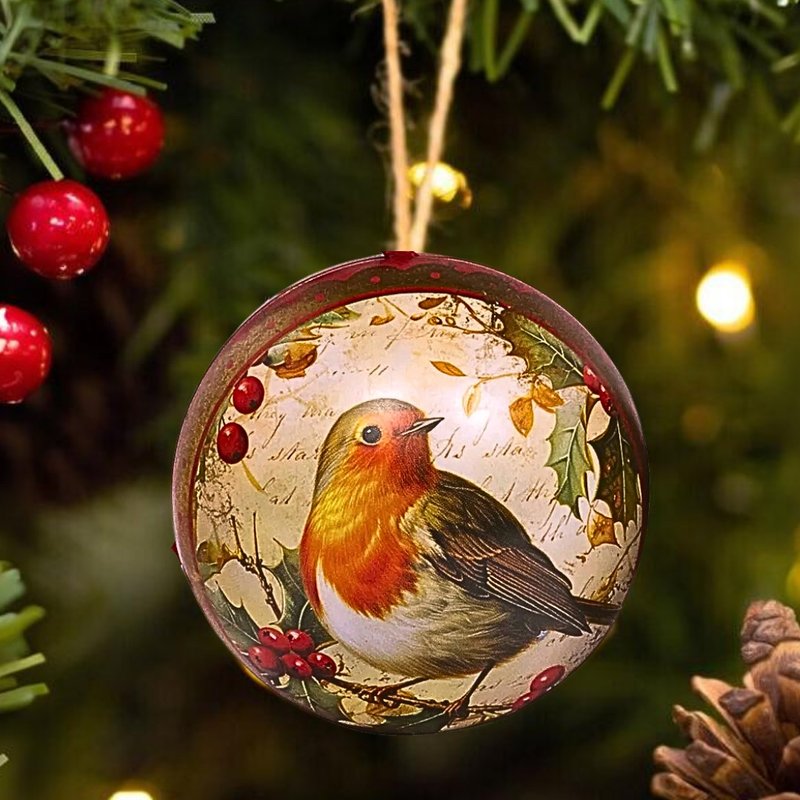 羅賓鳥聖誕彩球糖果禮盒 - 2款入 【英國糖迷你包4包入】 - 零食/點心 - 其他材質 紅色