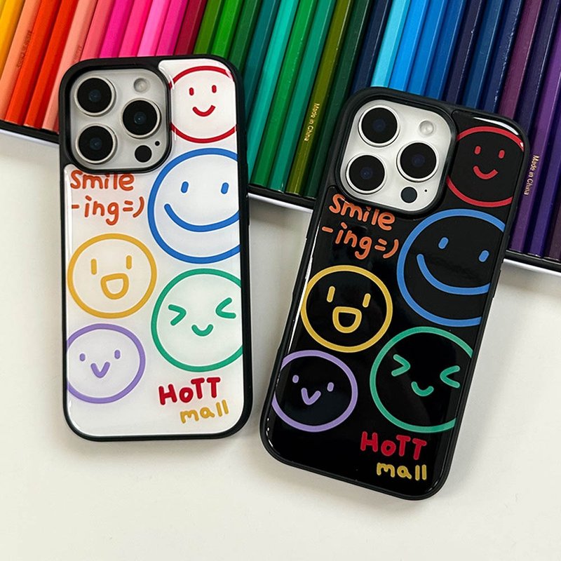 iPhone Beige Smiling Epoxy bumper phone case mobile - 手機殼/手機套 - 壓克力 白色