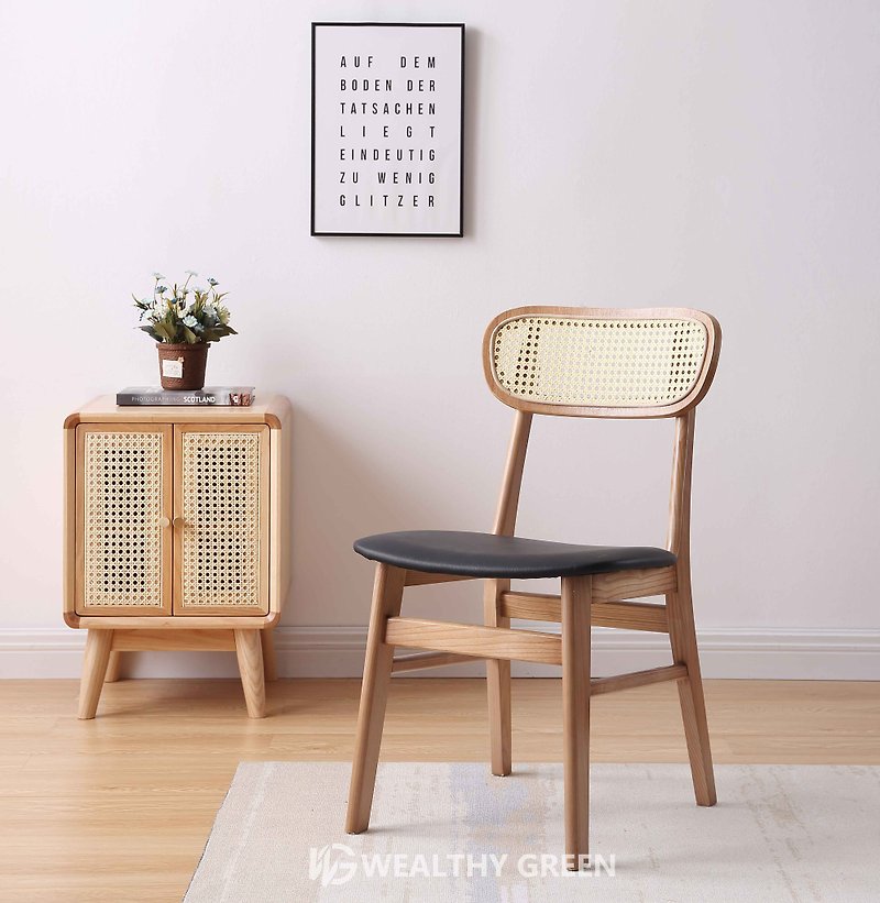 ウェスグリーンノルディックモダン無垢材籐チェアダイニングチェアC - 椅子・ソファー - 木製 