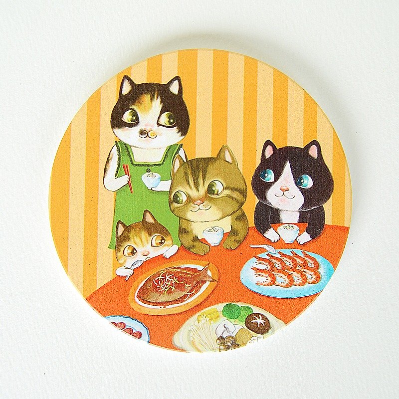 Fish cat / coasters - Coasters - Porcelain 