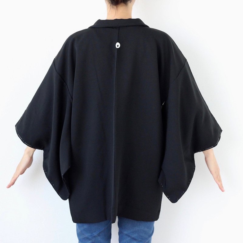 black kimono, EXCELLENT VINTAGE, Kimono sleeve, Traditional kimono /3415 - 外套/大衣 - 聚酯纖維 黑色