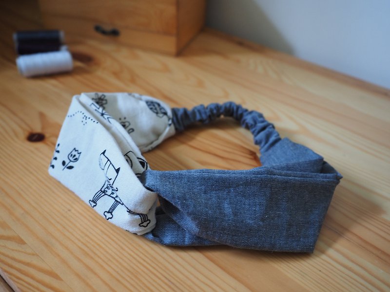 Handmade Headband - เครื่องประดับผม - ผ้าฝ้าย/ผ้าลินิน สีเทา