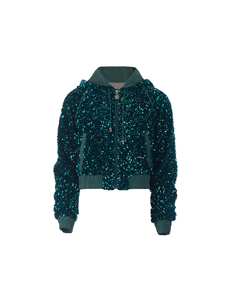 Bling 亮片夾克 - 外套/大衣 - 聚酯纖維 綠色