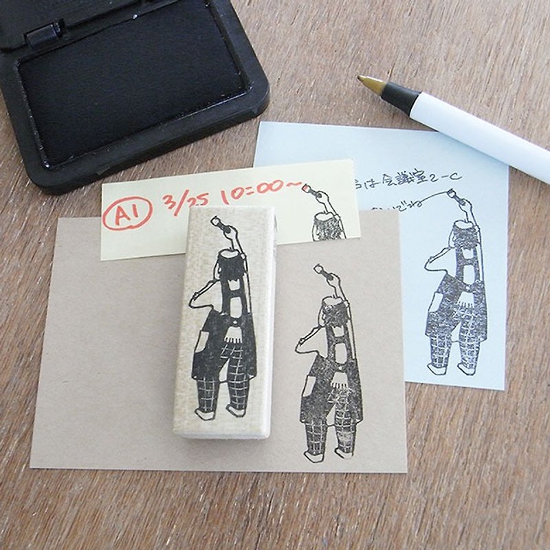 Hand made rubber stamp a man drawing a picture - Stamps & Stamp Pads - Rubber Brown