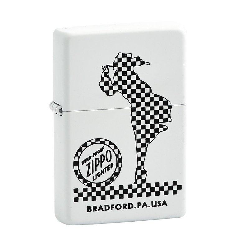 [ZIPPO official flagship store] Classic chessboard girl (white) windproof lighter ZA-1-146A - Other - Copper & Brass White