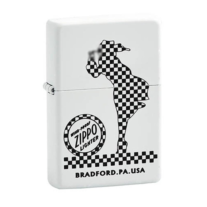 [ZIPPO official flagship store] Classic chessboard girl (white) windproof lighter ZA-1-146A - Other - Copper & Brass White
