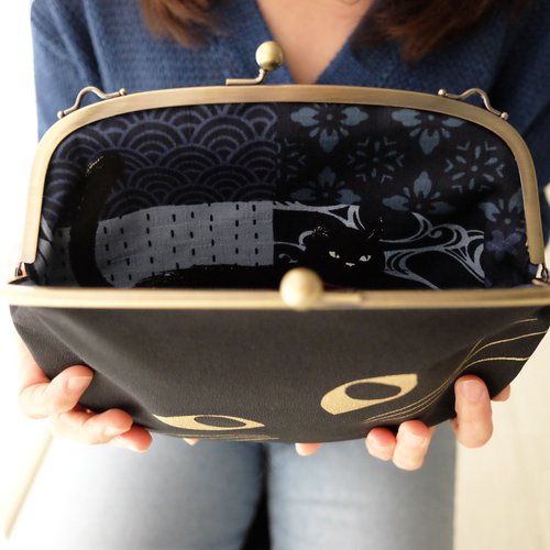 New Large Capacity*Black Cat Yoyo Bag XL/Kyoto Artisan Pure