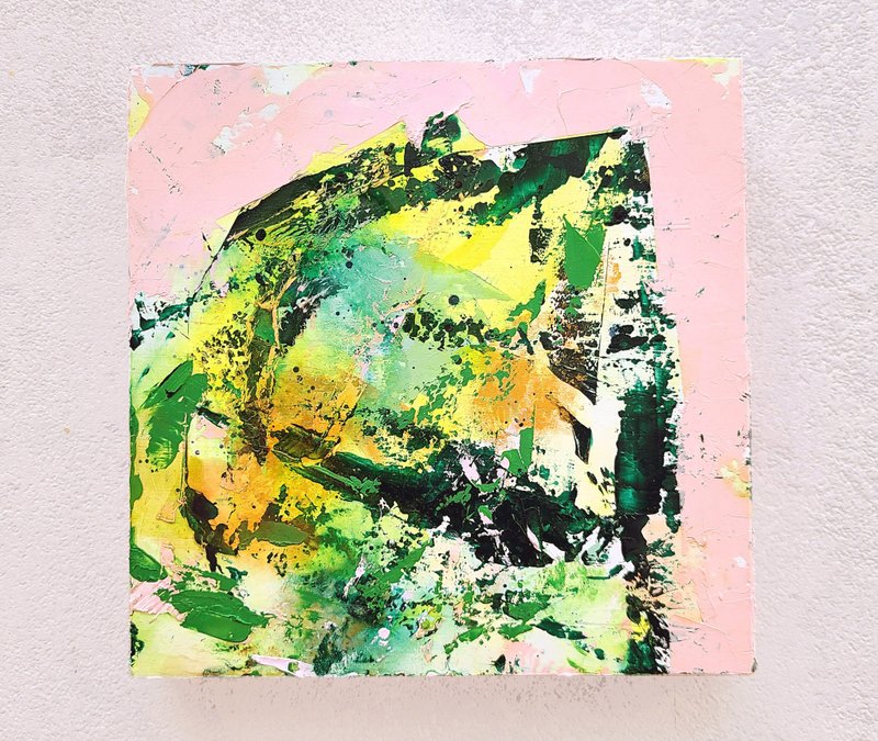 Green and Pink　original oil painting - Posters - Wood Pink