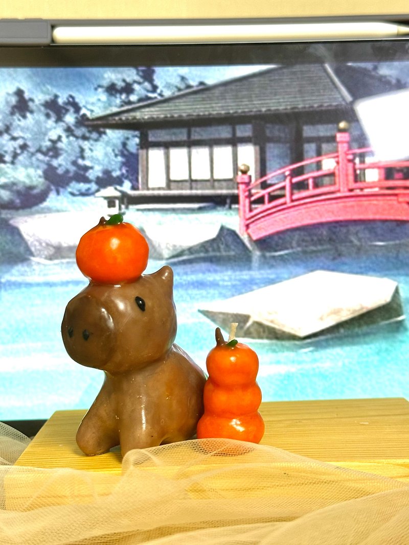 [Begleitan Exclusive] Handmade Candle-Happy Capybara - Items for Display - Wax Brown