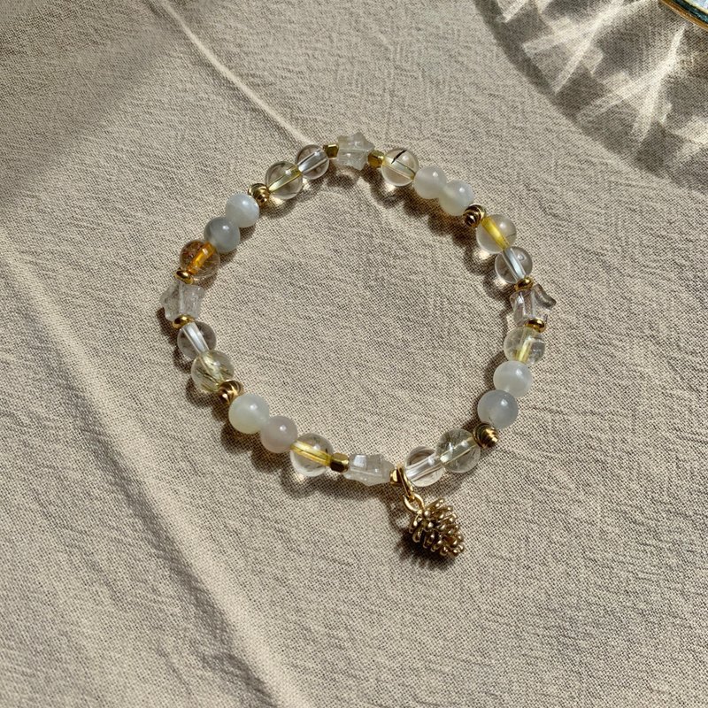 yellow christmas/hair crystal moonstone white crystal/customized crystal bracelet - Bracelets - Crystal 