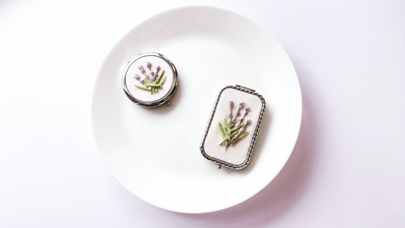 Vintage Elegant* Handmade Clay Lavender Mirror Case/Hand & Pocket Mirrors - Makeup Brushes - Clay 