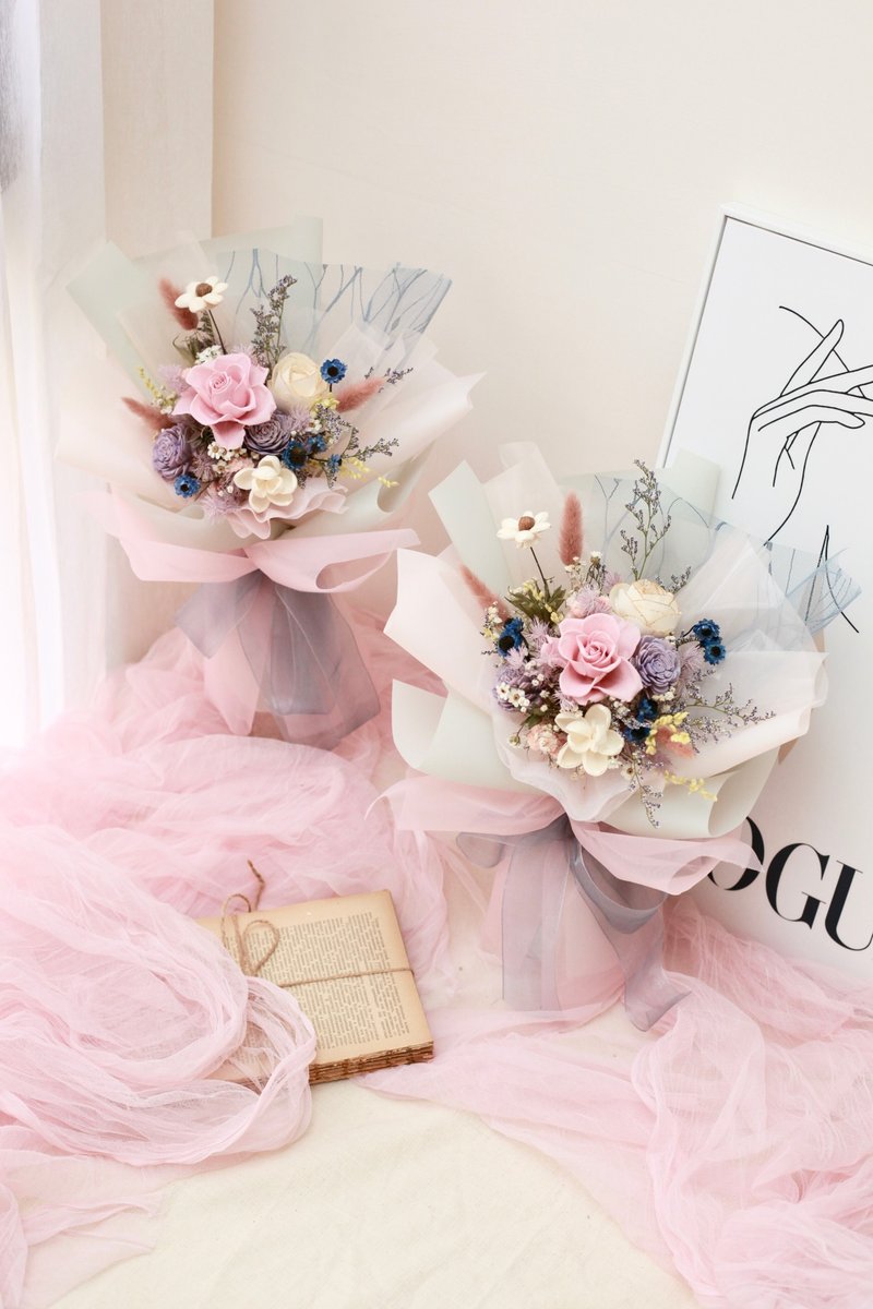 花束.情人.生日.乾燥花.永生花.不凋花.畢業花束.求婚花束 - 乾燥花/永生花 - 植物．花 白色