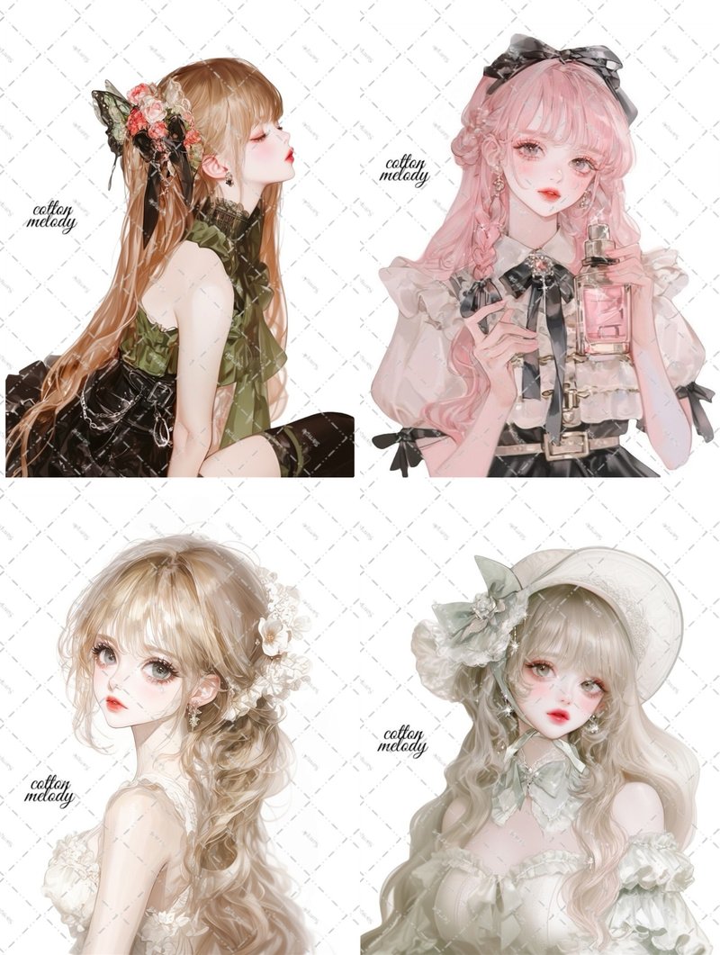 【限定】cotton melody / 1.5周年限定ステッカー / 25種類各3枚 限定novelty1種類付/ compact set / 人物ステッカー - 貼紙 - 紙 