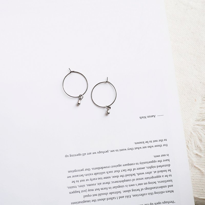 [Little dots] stainless steel hoop earrings - Earrings & Clip-ons - Stainless Steel Silver