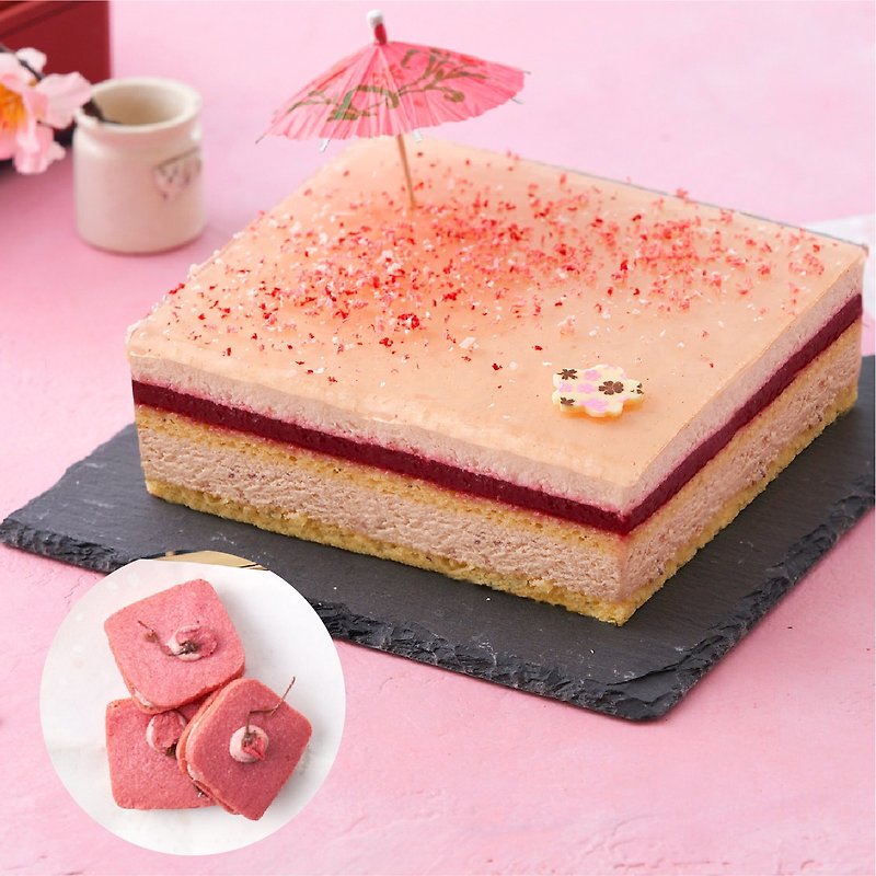 【母親節限定組合】櫻花蛋糕+櫻花三明治餅束口袋
