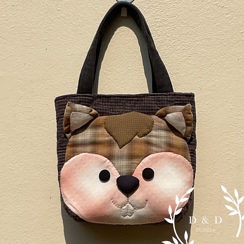 Woodland Squirrels Mini Tote Bag (Spot + Pre-order) - กระเป๋าถือ - ผ้าฝ้าย/ผ้าลินิน สีนำ้ตาล