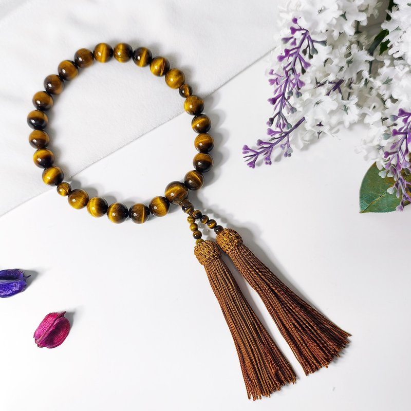 Top-Grade Tiger's Eye Japanese Prayer Beads Juzu Export to Japan Taiwan-Japan Friendship Prayer Gift - Bracelets - Gemstone Gold