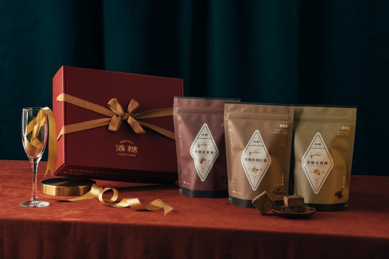 添糖 - 經典熱賣三件組 老薑 桂圓 紅藜麥各一包 - 蜂蜜/黑糖 - 紙 紅色